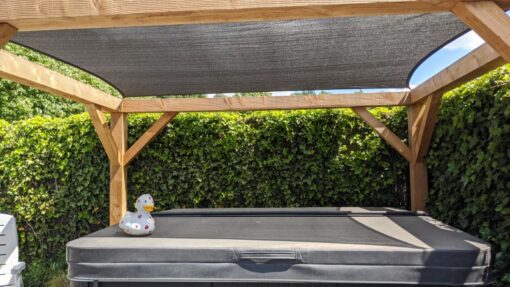 pergola 2,50x2,50 met schaduwdoek vierkant 2x2