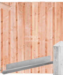 Schutting Douglas 21-planks. Betonpalen Grijs