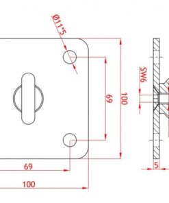 rvs plaat met draaibaar oog afmetingen