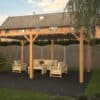 Pergola 3.30x6.30 "Stoer" voorzien van schoren en een harmonicadoek